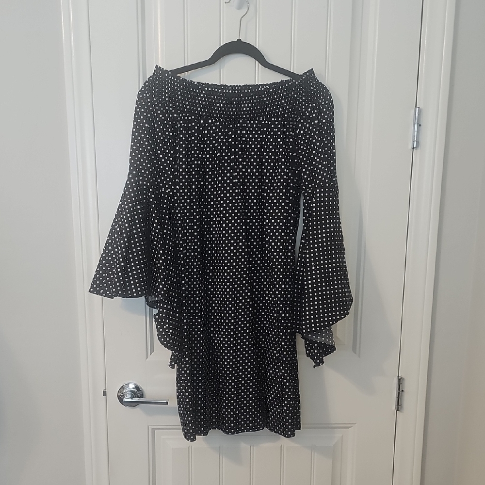 New York & Co Black Polka Dot Dress